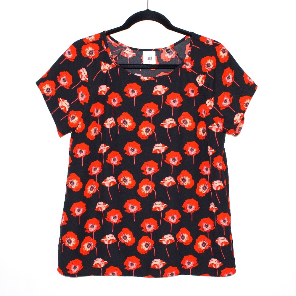Cabi "Flanders" Poppy Split Back Top